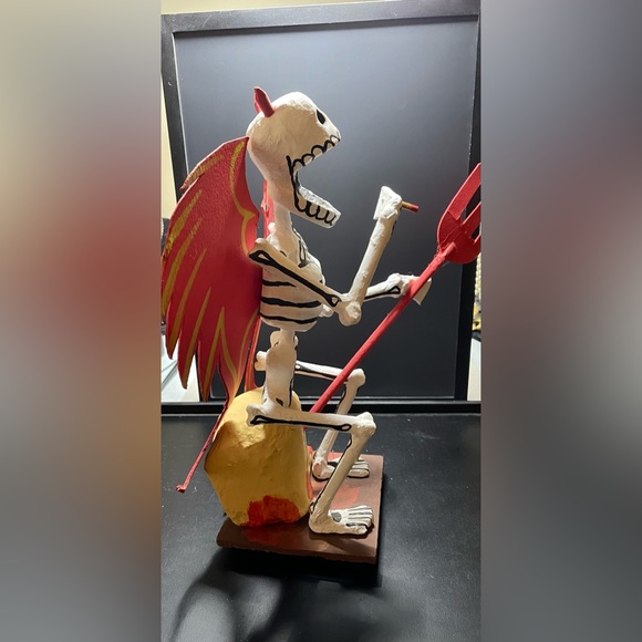 Diablo Skeleton Day Of The Dead Paper Mache dia de los muertos Mexico RARE Vntg - Picture 5 of 12